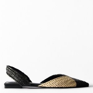 Zara Raffia Slingback Flats. Size 7 1/2 (38)